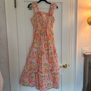 Haute Hippie Orange Smocked Maxi Sundress